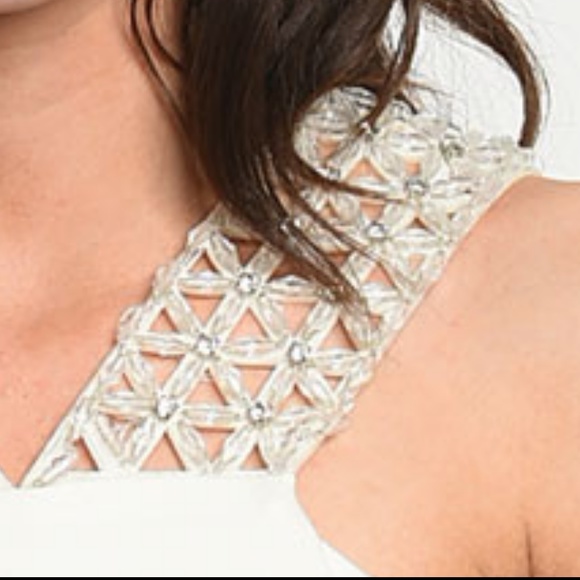 Embellished Midi Halter Bodycon Dress - Picture 3 of 7